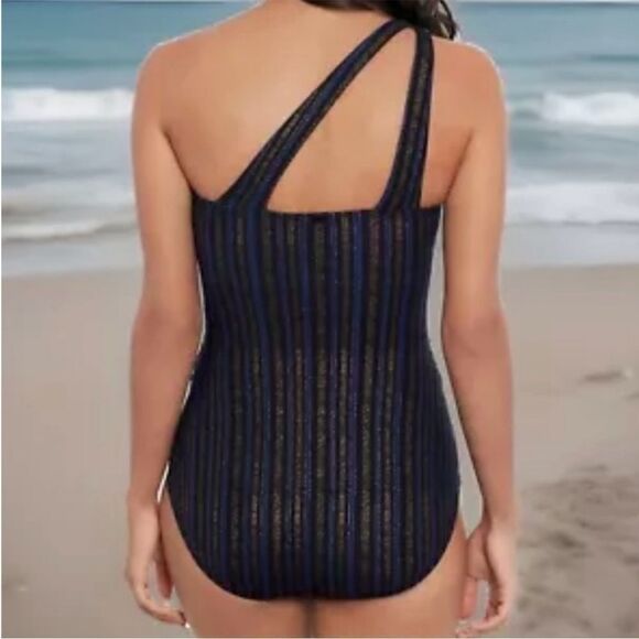 AMORESSA BY MIRACLESUIT Chateau Chambord Striped One Piece Swimsuit 14 - Picture 5 of 7